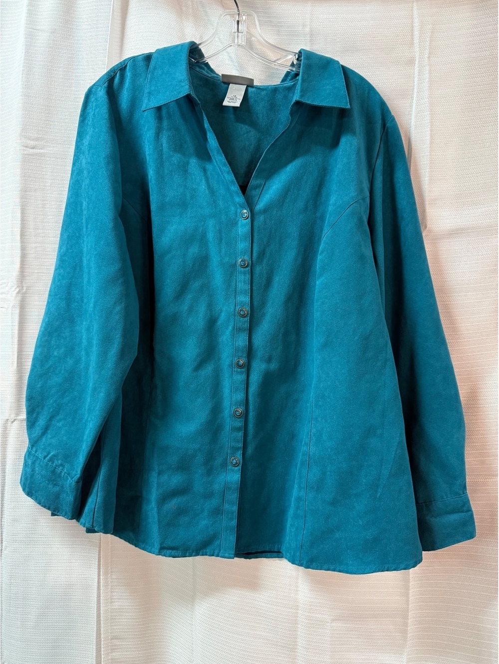 Liz & Me for Catherines Teal Button-Up Shirt 1X 18/20W Polyester